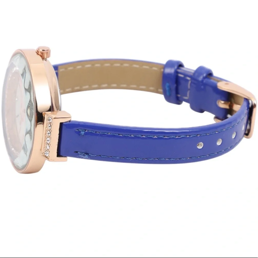 Blue Watch with White Austrian Crystals